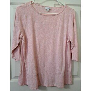 Pure Jill by J.Jill Women's M Pink Heathered 3/4 Sleeve Round Neck Pullover